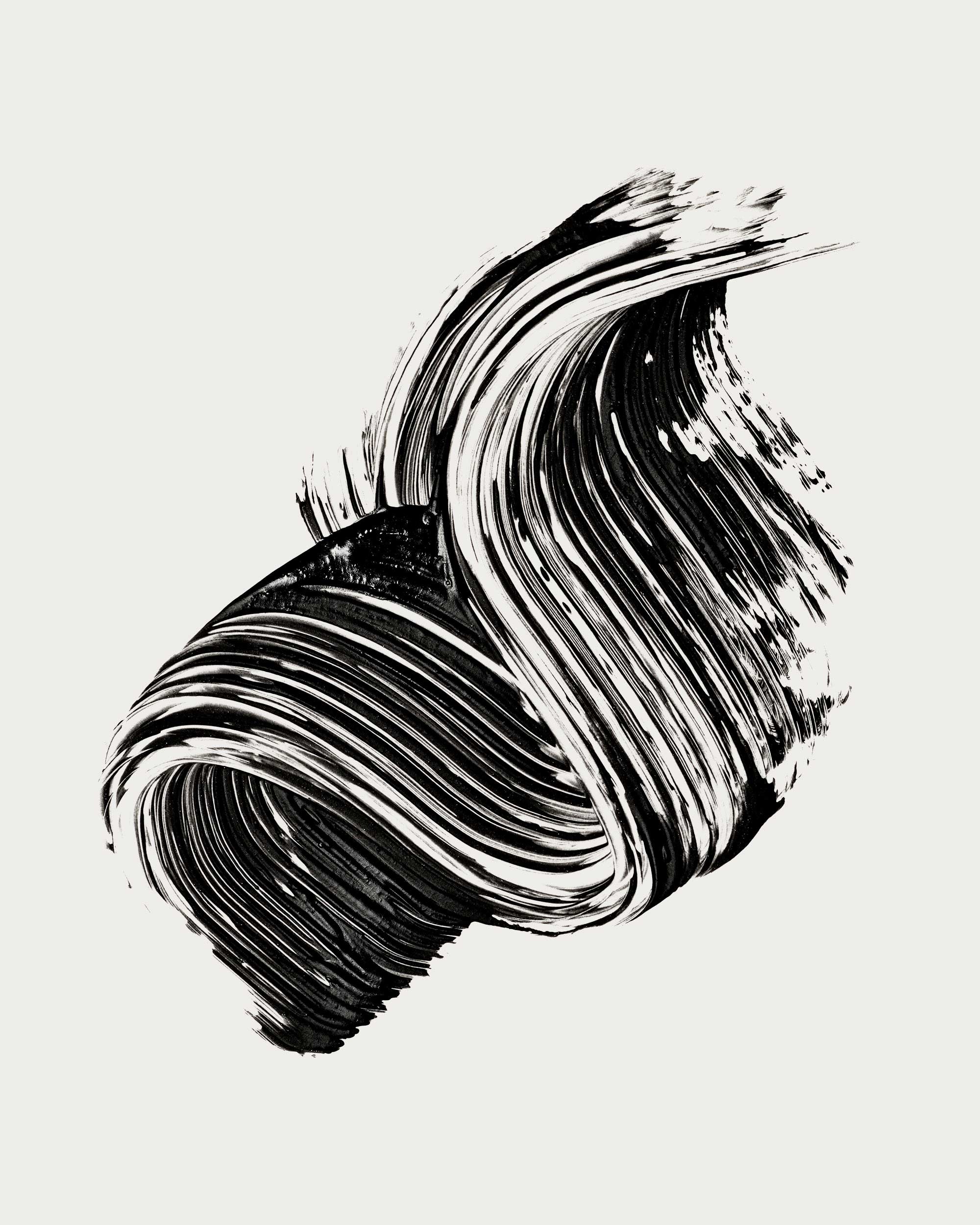 Artistic smear swatch of the Rose Inc Ultra-Black Lash Lift Serum Mascara